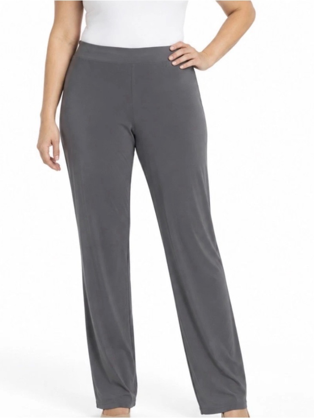 Susan Graver Essentials Tall Liquid Knit Pants, Size: LT, Sleek Grey A381641